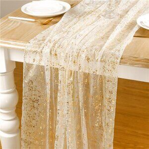 Gold Table Runner 4 Pack 10FT Sequin Chiffon Wedding Party Birthday Decor